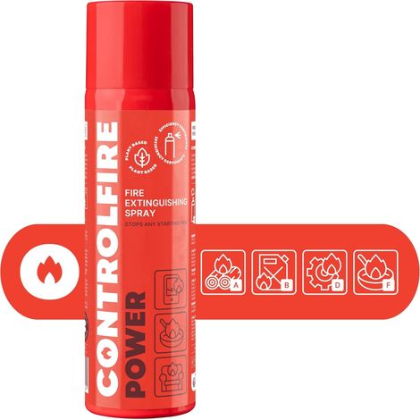 Control Fire Spray extincteur 500ml - Pour la maison, la cuisine, le camping et les déplacements – polyvalent, portable et léger – classes de feu A, B, D, F, Noir (1/5)