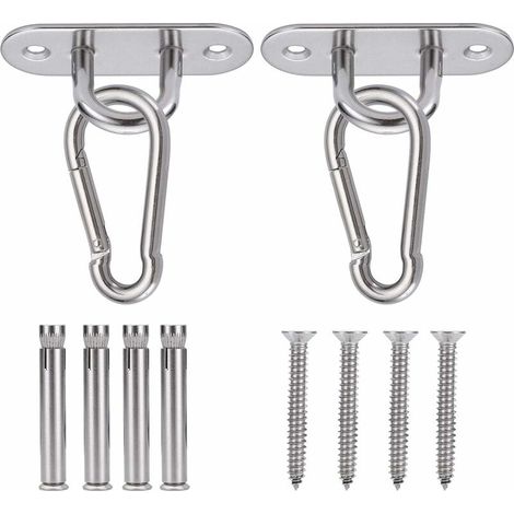 Ceiling Hook, Heavy Duty Ceiling Hook with SUS304 Stainless Steel for Concrete Wood Sets Yoga Hammock Hanging Chair Yoga Punching Bag, Load Capacity Up to 450KG (2 Pieces) (1/5)