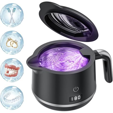 Nettoyeur ultrasonique pour prothèses dentaires, appareil de nettoyage sonique 45 kHz, 5 modes de nettoyage pour prothèses dentaires. (1/5)