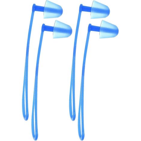 paires de bouchons d'oreille de natation en silicone, ergonomiques et étanches, avec cordon de suspension pour adultes et enfants (bleus)-M