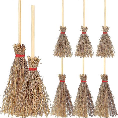 Lot de 10 balais miniatures pour maison de poupée, accessoires décoratifs de sorcière, modèles pour Halloween