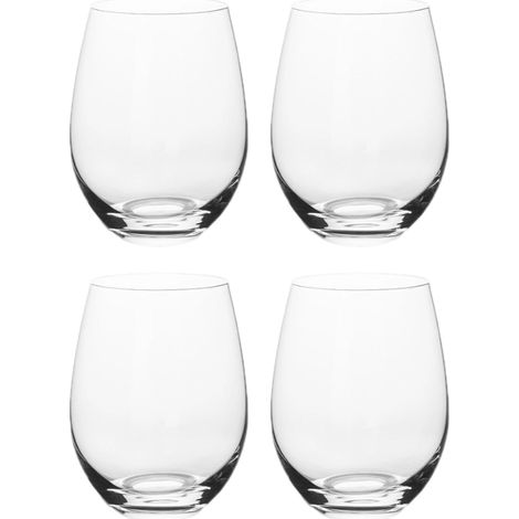 Lot de 4 Verres à vin sans pied, 18 onces, verre transparent, pour vin rouge et blanc, fête (1/5)