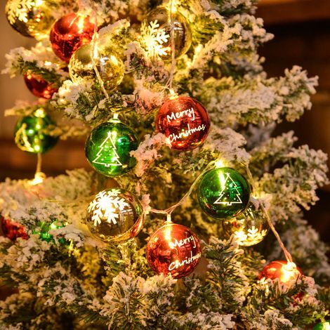 40 LED String Lights Battery Operated 40 Christmas Balls "Merry Christmas" String Lights, IP43 for Indoor and Outdoor Lighting (1/5)