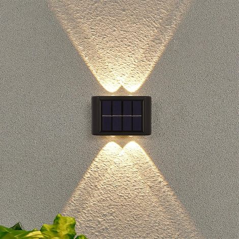 Applique Solaire extérieure 4LED lumière Chaude étanche Haut et Bas éclairage Lumineux Balcon Cour Jardin décoration lumières (1/5)