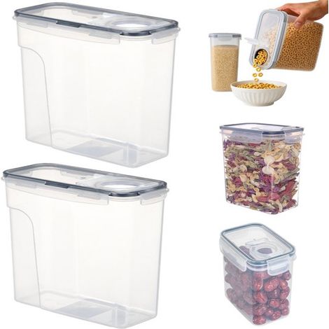 Boîtes de conservation 1,4 L lot de 2 - distributeurs étanches empilables pour céréales (1/5)