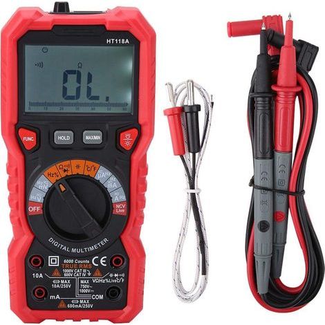 Testeur de multimètre, testeur de multimètre numérique Kit de multimètre fils de test de multimètre, pour capacité de tension ca / cc fréquence de courant ca / cc (1/5)