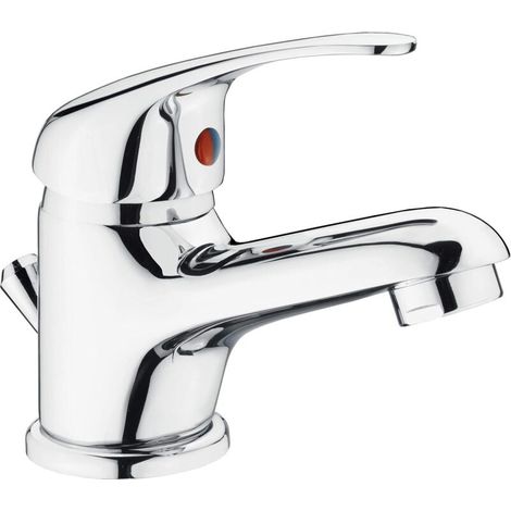 Robinet monotrou en cuivre, lavabo, avec flexible de raccordement, style moderne, design simple (1/5)