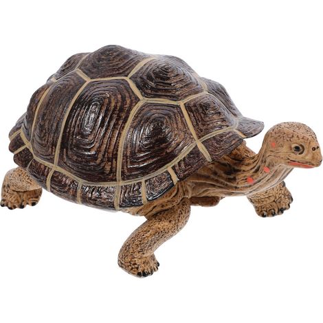 Statuetta decorativa di tartaruga marrone, realizzata in plastica dall'aspetto realistico.