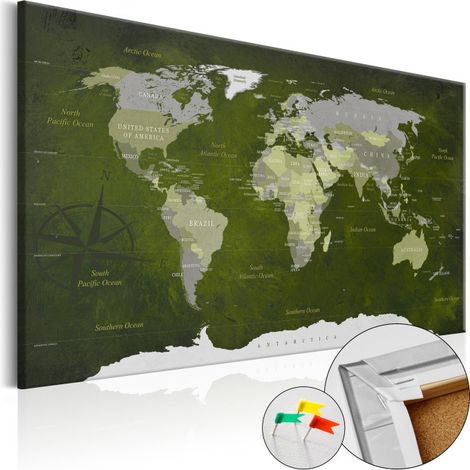 Tableau en Liège "Carte du Monde - Malachite World" 60 x 90 cm (1/2)