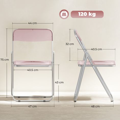 Ensemble de 4 chaises pliantes en acrylique transparent (rose) (1/5)