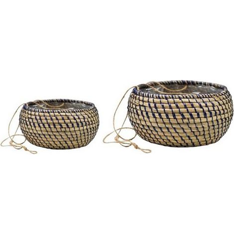 Hanging Seagrass Planter (Set of 2) - Navy