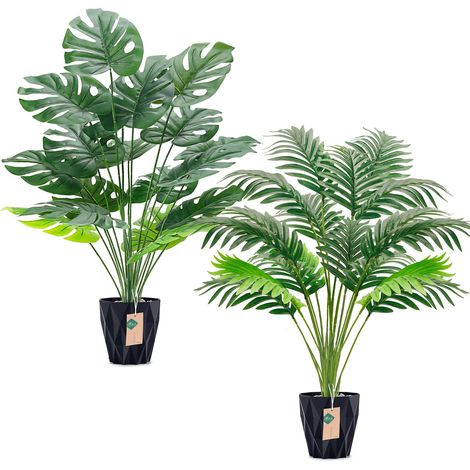 Lot de 2 Grands Palmiers Artificiels 71cm Plantes Artificielles Intérieur sans Entretien Fausse Plante Décorative pour Salon Porche Balcon Jardin et Décoration Maison (1/5)