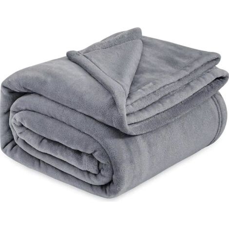 BUNTHAUS Mikrofaser-Flanell-Fleecedecke, Sofaüberwurf 150x200 cm, Hellgrau, Bettdecke/Sofaüberwurf für 2 Personen, Große, warme und weiche Plüschfelldecke (Hellgrau)