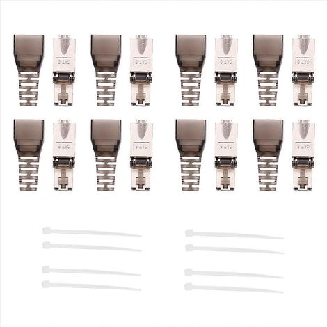 8er-Pack geschirmte Cat 7 RJ45-Stecker – Schwarz (1/5)