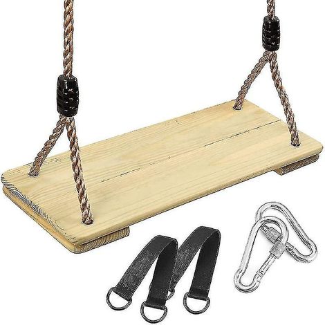 Holzschaukel für Kinder und Erwachsene, verstellbarer Hängesitz aus Hanfseil, Außenschaukel für ---