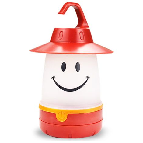 Lampe visage souriant, accessoire créatif pour tente d'enfant, lampe de camping, rouge, piles non incluses