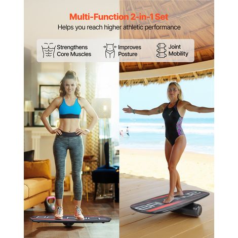 Planche d'Équilibre, Planche à Rouleau Hauteur Réglable 3 Niveaux, pour Fitness Tronc Entraînement Équilibrage Surf Proprioception,… (1/5)