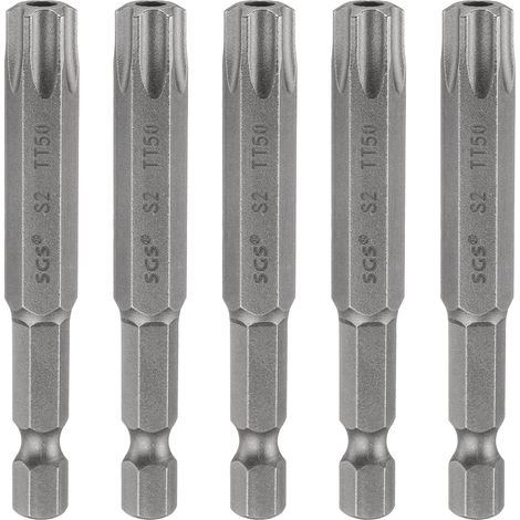 5Pcs Embout Tournevis Torx TT50 1/4" Hex Tige Long 2.56" (65mm) (1/5)
