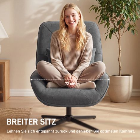 Fauteuil pivotant de bureau, fauteuil en chenille avec soutien lombaire, dossier haut, assise spacieuse, gris anthracite (1/4)
