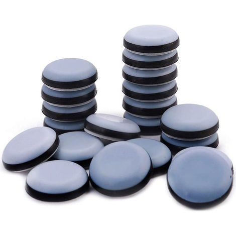 16 patins en téflon auto-adhésifs ronds 25 mm – glisseurs meubles (bleu) (1/5)