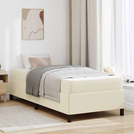 Bettrahmen mit Matratze Creme 90 x 190 cm Stoff