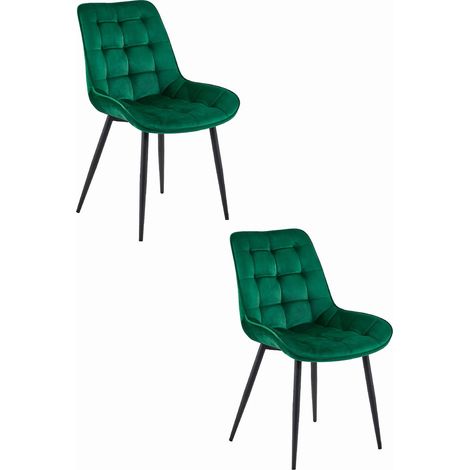 Set di 2 sedie Bera in velluto verde scuro e gambe nere (1/5)