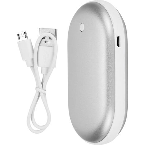 Tragbares Mini-Ladegerät mit hoher Kapazität und multifunktionalem Betrieb, explosionsgeschützter USB-Handwärmer, Schnellladefunktion (silber)
