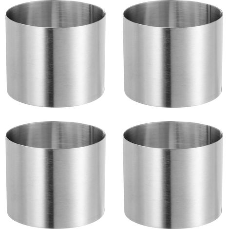 Lot de 4 cercles à pâtisserie ronds en acier inoxydable, 5 × 5 cm, couleur argent, finition miroir sans soudure, pour pâtisseries, desserts, mousses et entremets (1/5)