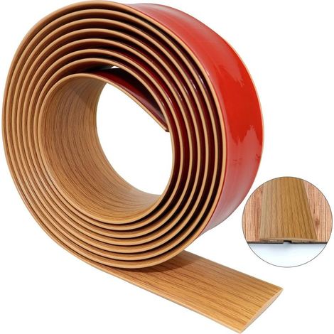 Bande de seuil adhésive en PVC flexible – 300×4cm – Grain de bois – Installation facile avec ruban adhésif double face – Pour sols stratifiés et carrelages (1/5)