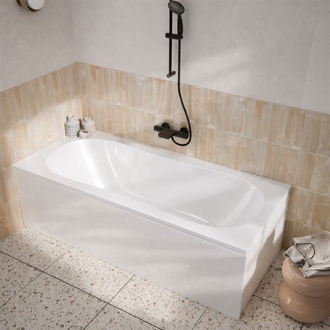 pack baignoire 180x80cm et 2 tabliers recoupables - blanc brillant - marina round duo (1/5)