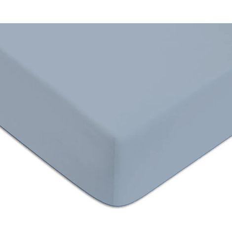 Drap housse en coton 57 fils uni bonnet 25cm nuage 160x200cm