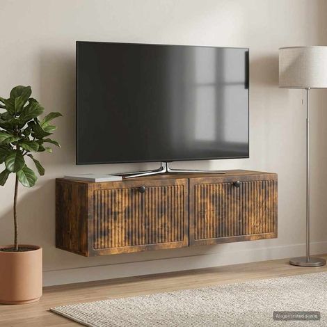 vidaXL Wall-Mounted TV Cabinet Wall-mounted Smoked Oak 98 x 31 x 30 cm (1/5)