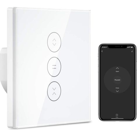 Interrupteur Volet Roulant WiFi, Volet Roulant Stores Commutateur WiFi Compatible avec Alexa et Google Home, Interrupteur WiFi Tactile, Timer et Partager[Besoin d'une Ligne Neutre] (1/4)