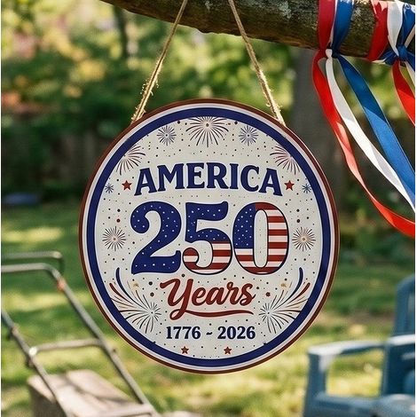 America 250 Years Wooden Sign 1776–2026 Patriotic 250th Anniversary Sign - Type A - 30cm