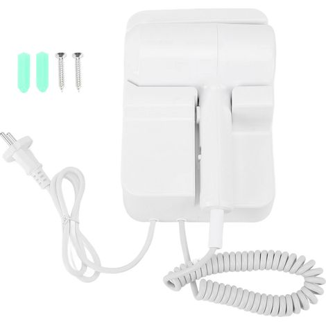 Sèche-cheveux mural 1300 W avec support, 2 niveaux de température, idéal pour les salles de bain d'hôtels (prise UE 220 V). (1/4)