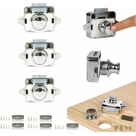 Keyless Furniture Knob Lock, 5-Button Caravan Door Knob Handle, Silver, YMYNY (1/4)