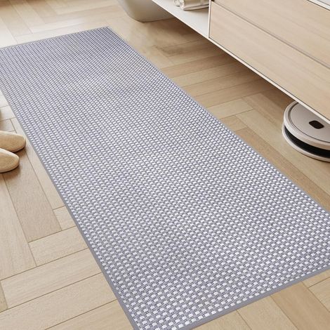 Tapis Cuisine 45x120cm, Chenille Tapis Cuisine Devant Evier, Antidérapant et Lavable, Facile à Nettoyer pour Couloir, Buanderie, Salle de Bains, Passage, Gris Clair