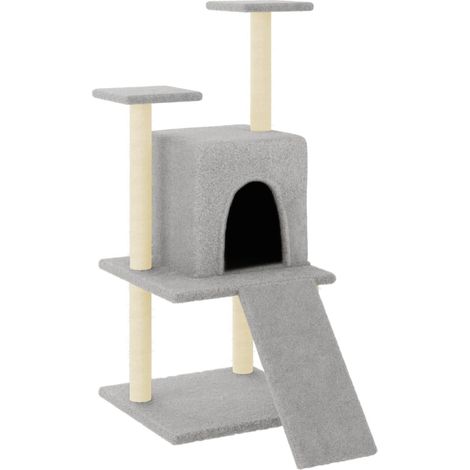 Tiragraffi per gatti Mobili per arrampicata su torre Tiragraffi Piattaforma da arrampicata con tiragraffi in sisal leggero 110 cm grigio 020022548