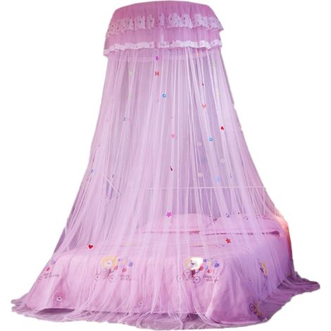 Moustiquaire suspendue en dentelle pour lit, couvre-lit rose la (1/5)
