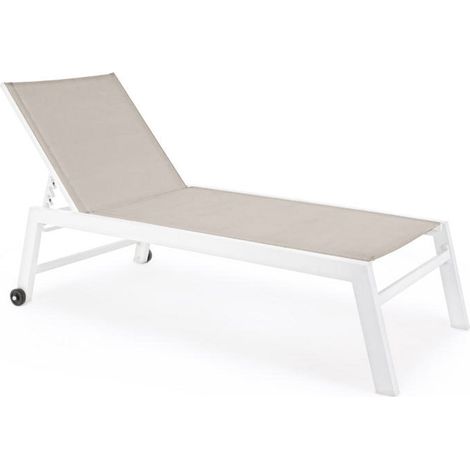 Lettino prendisole in alluminio "Sun" con ruote per piscina e giardino -Tortora