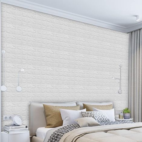 Panneau Mural Autocollant - Panneau en Mousse 3D Brique Faux Pierre - 35 x 38,5 cm - 10 Pièces (1/5)
