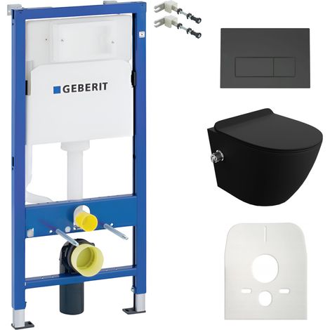 GEBERIT WC Set mit Vorwandelement, Wand-WC und Spülknopf (1/5)