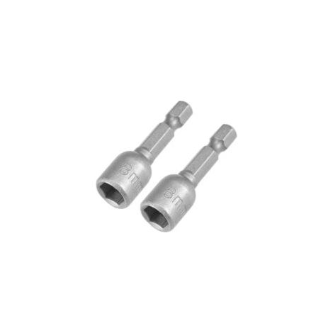 Set di 2 punte magnetiche per cacciavite a cambio rapido da 1/4" con gambo esagonale da 8 mm, lunghezza 42 mm, metriche, per sabbiatura - Crezuo