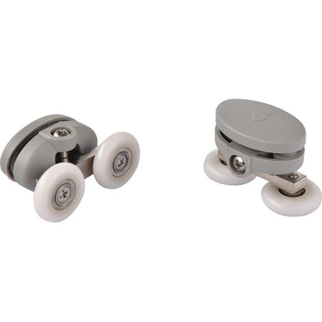 Coppia cuscinetti doppia ruota attacco superiore in nylon grigio vetro 4-6 mm Ø23 mm
