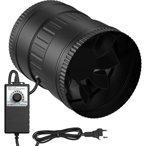 Ventilador de conducto, 100 mm de diámetro, capacidad de flujo de aire de 221 m³/h, consumo de energía de 6 W, nivel de ruido de 26-58 dB, control de velocidad ajustable. (1/5)