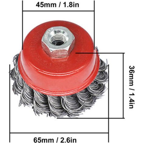 Ensemble de 5 brosses métalliques torsadées en forme de bol, avec fixation par vis M10, outil de polissage (1/5)