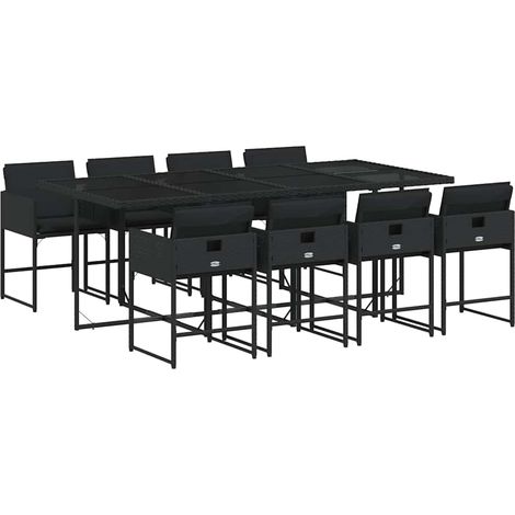 Maison Exclusive - Set de comedor de jardín 9 pzas y cojines ratá (1/5)