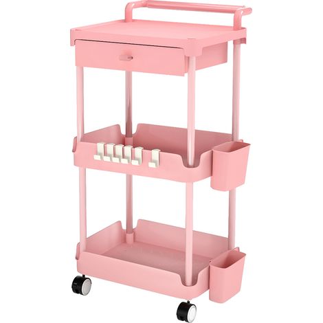 Levede 3 Tier Storage Trolley Cart on Wheels Kitchen Utility Rolling Rack Shelf