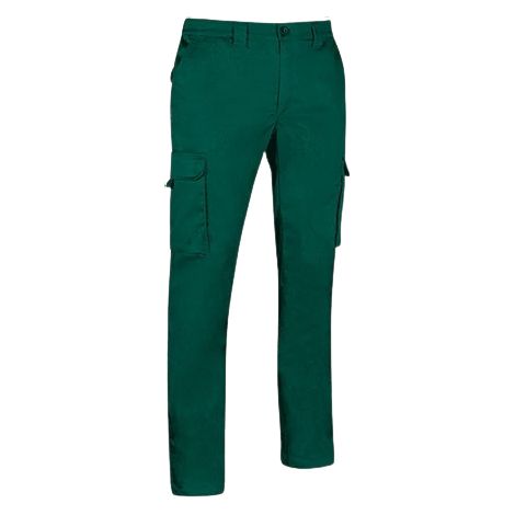 Pantalón de trabajo elástico multibolsillos, en colores neutros, en tejido sarga gruesa mono-elástica CHESTNUT S Verde Botella