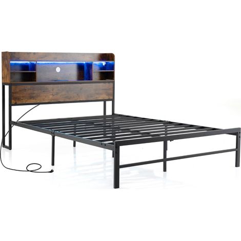 Struttura letto 140 x 200 cm con luci LED e stazione di ricarica (1/5)